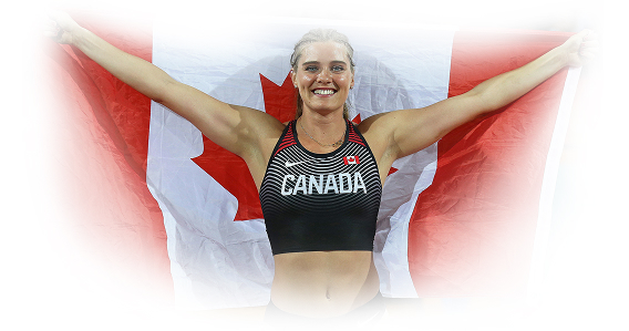 Canadian Athlete holding Canadian flag